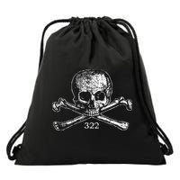 Skull & Bones 322 Distressed Skull And Crossbones Drawstring Bag