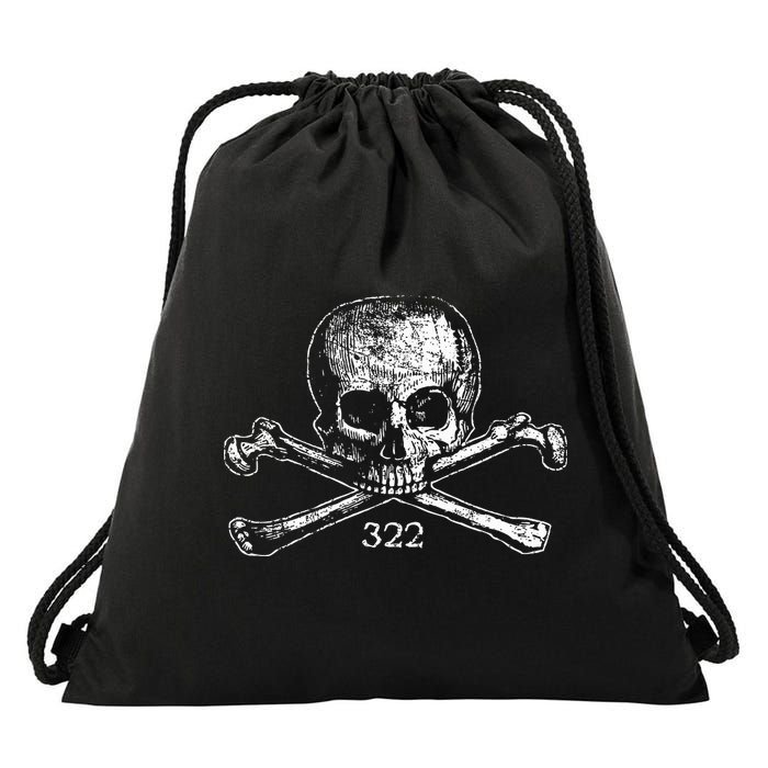 Skull & Bones 322 Distressed Skull And Crossbones Drawstring Bag