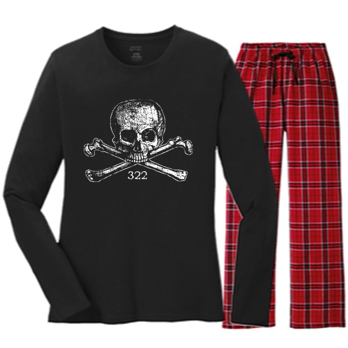 Skull & Bones 322 Distressed Skull And Crossbones Women's Long Sleeve Flannel Pajama Set 