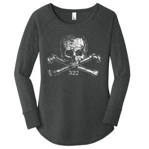 Skull & Bones 322 Distressed Skull And Crossbones Women's Perfect Tri Tunic Long Sleeve Shirt