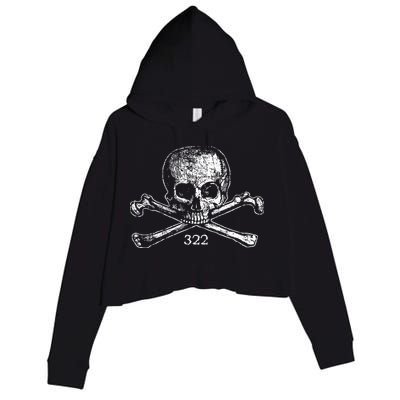 Skull & Bones 322 Distressed Skull And Crossbones Crop Fleece Hoodie