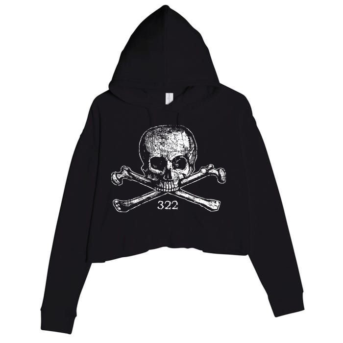 Skull & Bones 322 Distressed Skull And Crossbones Crop Fleece Hoodie