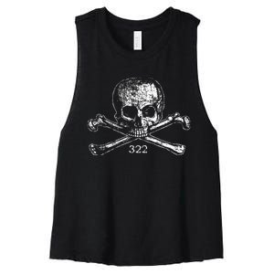 Skull & Bones 322 Distressed Skull And Crossbones Women's Racerback Cropped Tank