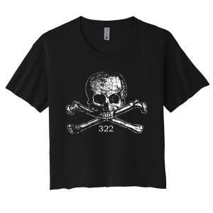 Skull & Bones 322 Distressed Skull And Crossbones Women's Crop Top Tee