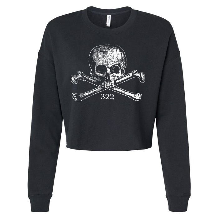 Skull & Bones 322 Distressed Skull And Crossbones Cropped Pullover Crew