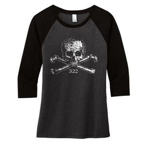 Skull & Bones 322 Distressed Skull And Crossbones Women's Tri-Blend 3/4-Sleeve Raglan Shirt