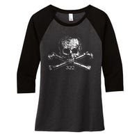 Skull & Bones 322 Distressed Skull And Crossbones Women's Tri-Blend 3/4-Sleeve Raglan Shirt