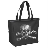Skull & Bones 322 Distressed Skull And Crossbones Zip Tote Bag