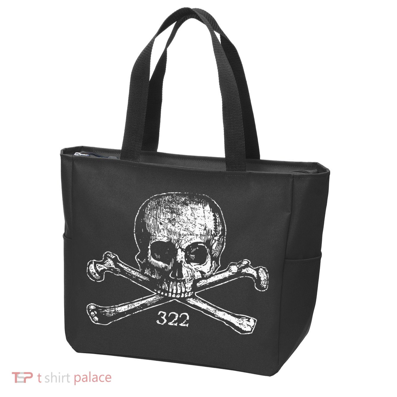 Skull & Bones 322 Distressed Skull And Crossbones Zip Tote Bag