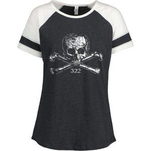 Skull & Bones 322 Distressed Skull And Crossbones Enza Ladies Jersey Colorblock Tee