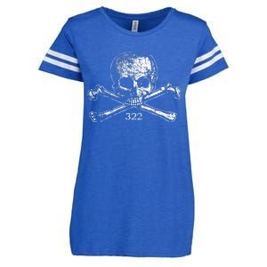 Skull & Bones 322 Distressed Skull And Crossbones Enza Ladies Jersey Football T-Shirt