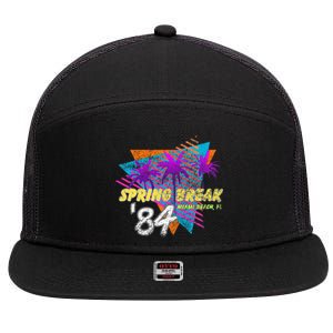 Spring Break 84 Miami Beach 80s Party Wear 7 Panel Mesh Trucker Snapback Hat