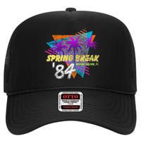 Spring Break 84 Miami Beach 80s Party Wear High Crown Mesh Back Trucker Hat