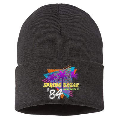 Spring Break 84 Miami Beach 80s Party Wear Sustainable Knit Beanie