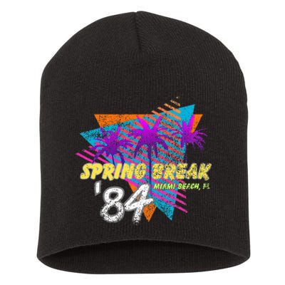 Spring Break 84 Miami Beach 80s Party Wear Short Acrylic Beanie