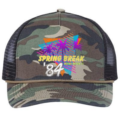 Spring Break 84 Miami Beach 80s Party Wear Retro Rope Trucker Hat Cap