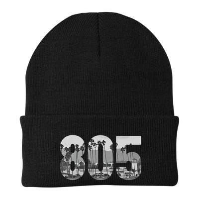 Santa Barbara 805 Area Code Vintage Palm Trees California Beanie