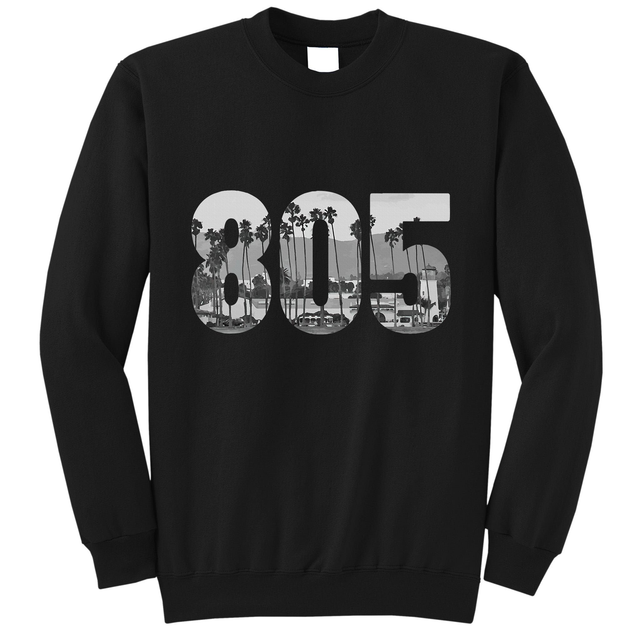 Santa Barbara 805 Area Code Vintage Palm Trees California Tall Sweatshirt