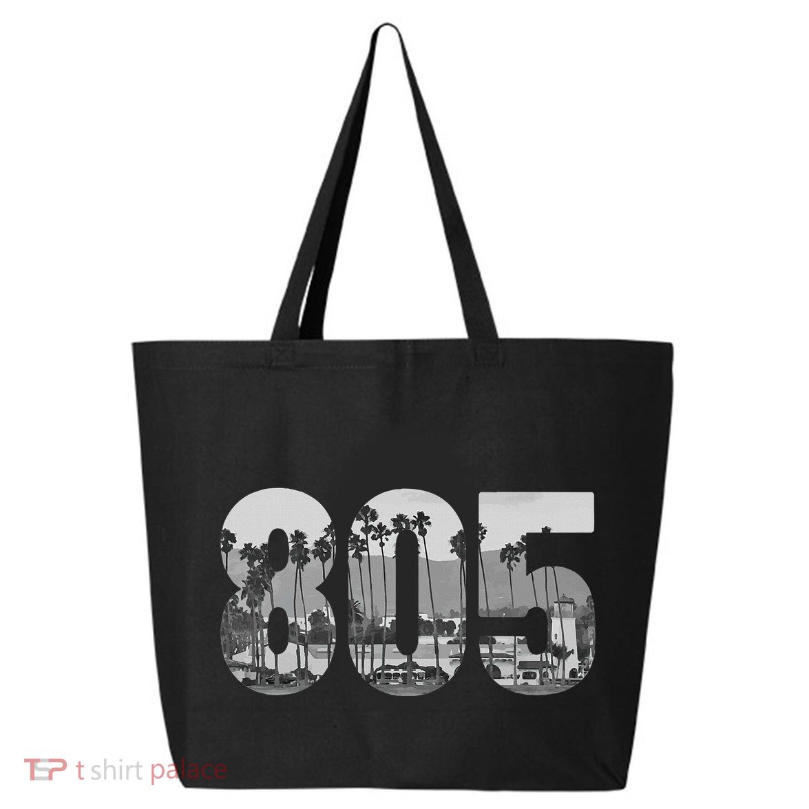 Santa Barbara 805 Area Code Vintage Palm Trees California 25L Jumbo Tote