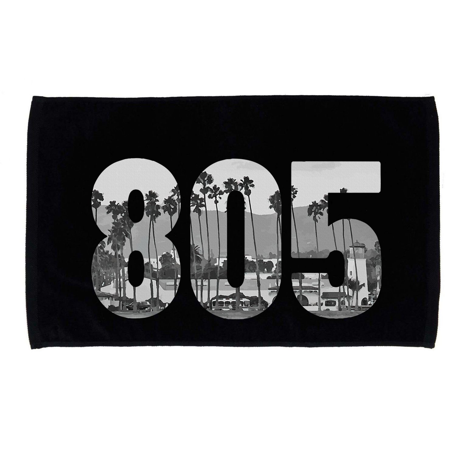 Santa Barbara 805 Area Code Vintage Palm Trees California Microfiber Hand Towel