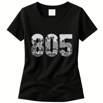 Santa Barbara 805 Area Code Vintage Palm Trees California Womens T-Shirt