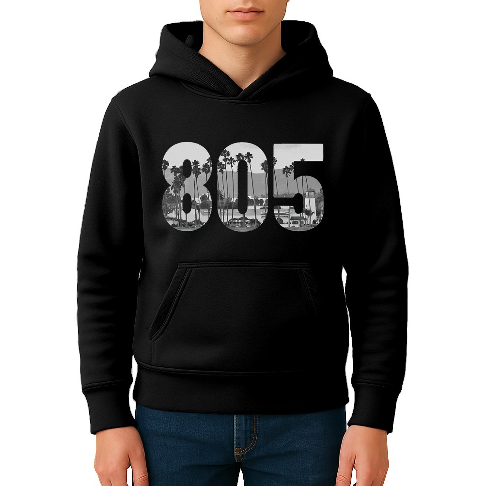 Santa Barbara 805 Area Code Vintage Palm Trees California Kids Hoodie