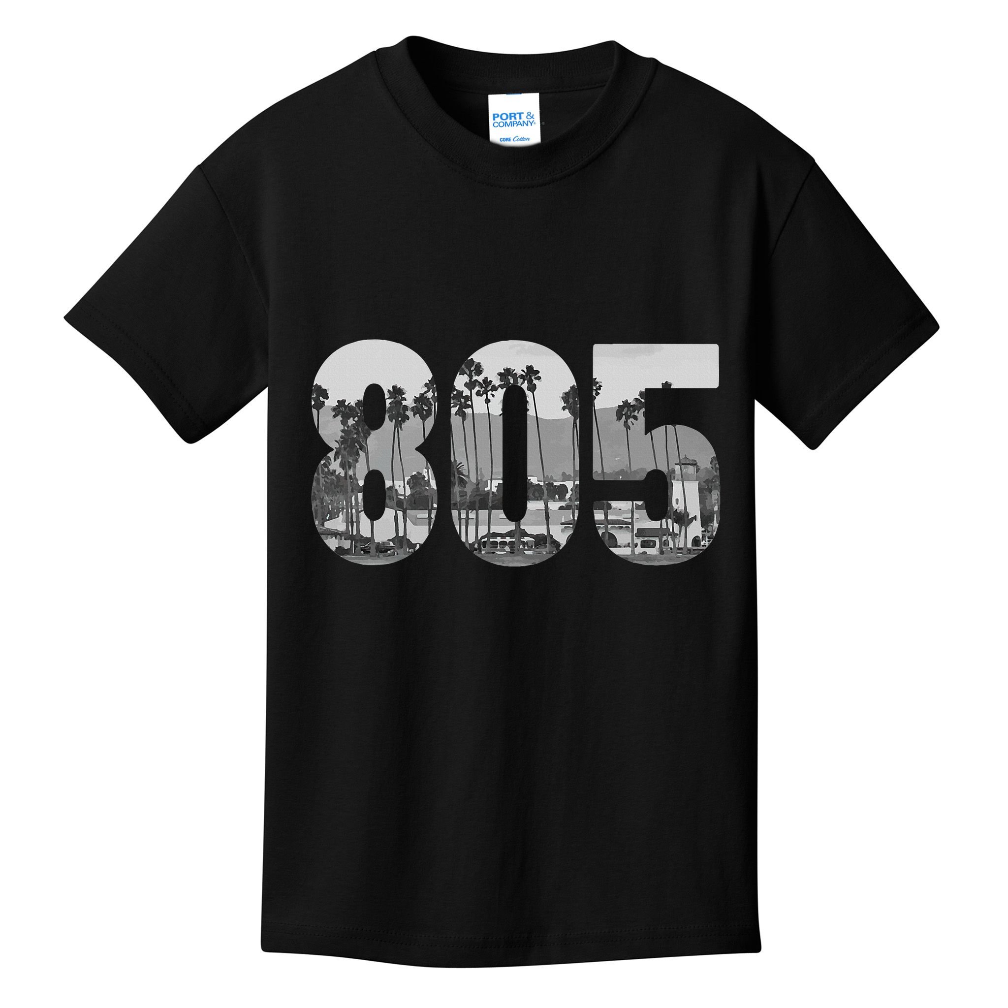 Santa Barbara 805 Area Code Vintage Palm Trees California Kids T-Shirt