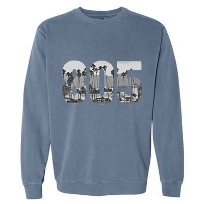 Santa Barbara 805 Area Code Vintage Palm Trees California Garment-Dyed Sweatshirt
