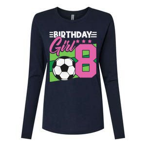 Soccer Birthday 8 Year Old Girl 8th Birthday Womens Cotton Relaxed Long Sleeve T-Shirt