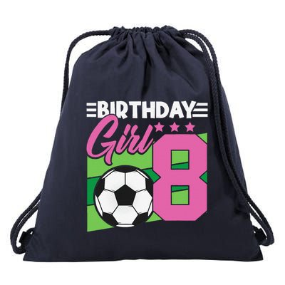 Soccer Birthday 8 Year Old Girl 8th Birthday Drawstring Bag