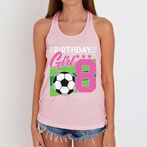 Soccer Birthday 8 Year Old Girl 8th Birthday Women's Knotted Racerback Tank