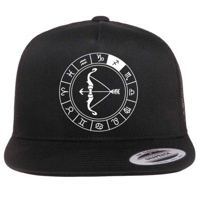 Sagittarius Bow And Arrow Zodiac Sign Sagittarius Gift Flatbill Hat
