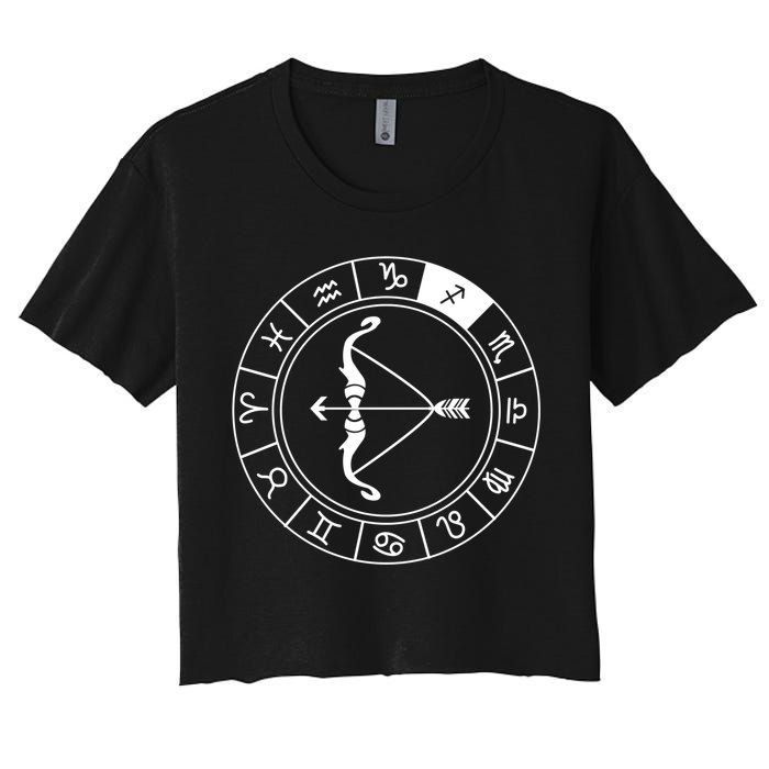 Sagittarius Bow And Arrow Zodiac Sign Sagittarius Gift Women's Crop Top Tee