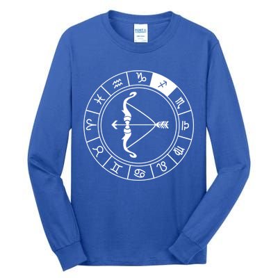 Sagittarius Bow And Arrow Zodiac Sign Sagittarius Gift Tall Long Sleeve T-Shirt