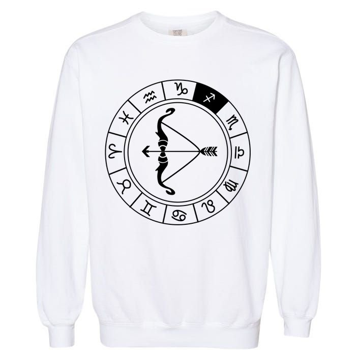 Sagittarius Bow And Arrow Zodiac Sign Sagittarius Gift Garment-Dyed Sweatshirt