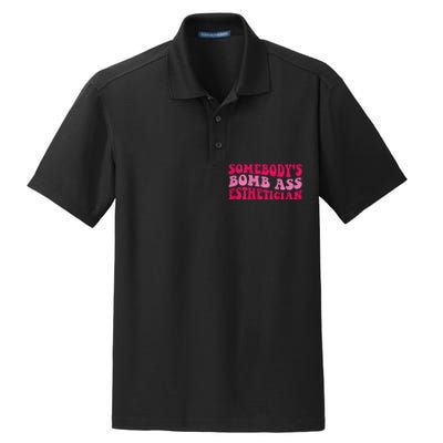 Somebodys Bomb Ass Esthetician Dry Zone Grid Polo