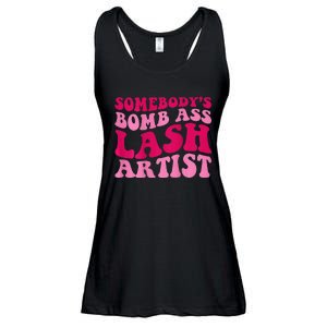 Somebodys Bomb Ass Lash Artist Funny Lash Tech Funny Groovy Ladies Essential Flowy Tank