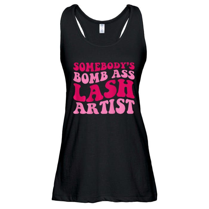 Somebodys Bomb Ass Lash Artist Funny Lash Tech Funny Groovy Ladies Essential Flowy Tank