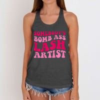 Somebodys Bomb Ass Lash Artist Funny Lash Tech Funny Groovy Women's Knotted Racerback Tank