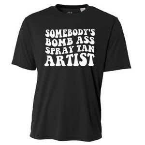 Somebodys Bomb Ass Spray Tan Artist Cooling Performance Crew T-Shirt