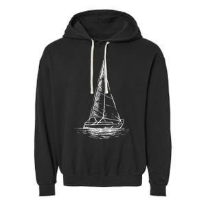 Sailor Boating Anchor Simple Line Drawing Sailboat Sailing Garment-Dyed Fleece Hoodie