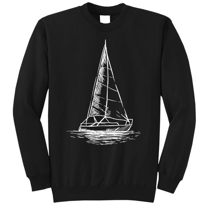 Sailor Boating Anchor Simple Line Drawing Sailboat Sailing Sweatshirt