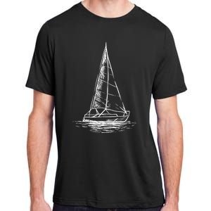 Sailor Boating Anchor Simple Line Drawing Sailboat Sailing Adult ChromaSoft Performance T-Shirt