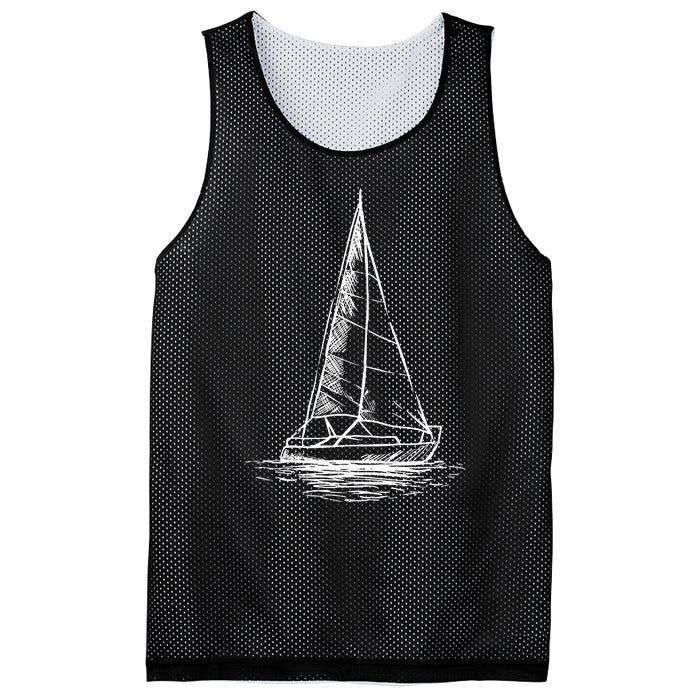 Sailor Boating Anchor Simple Line Drawing Sailboat Sailing Mesh Reversible Basketball Jersey Tank