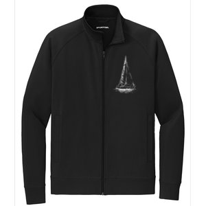 Sailor Boating Anchor Simple Line Drawing Sailboat Sailing Stretch Full-Zip Cadet Jacket