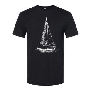 Sailor Boating Anchor Simple Line Drawing Sailboat Sailing Softstyle CVC T-Shirt