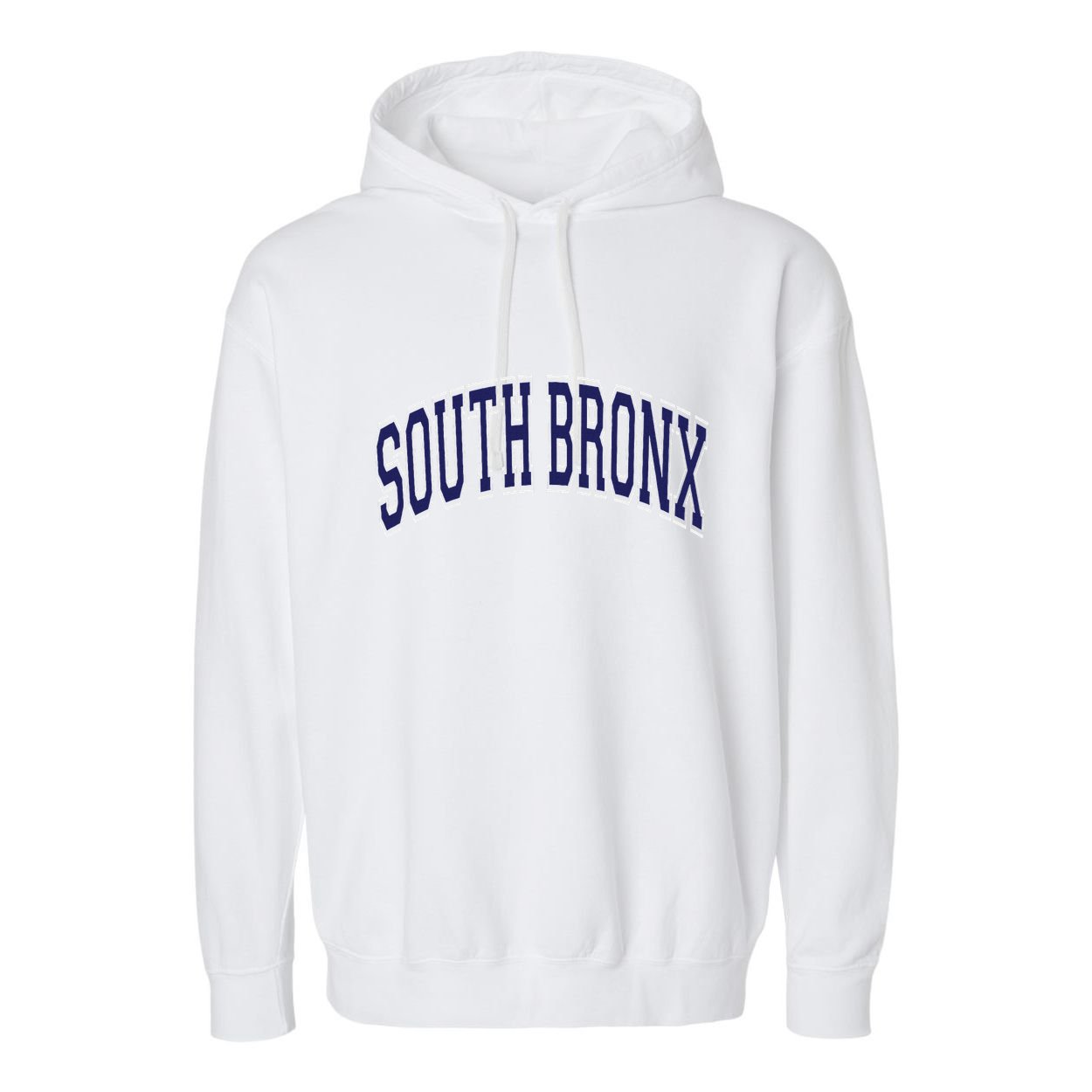South Bronx Arched Dark Blue Text Garment-Dyed Fleece Hoodie