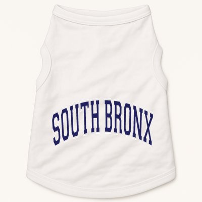 South Bronx Arched Dark Blue Text Doggie Tank