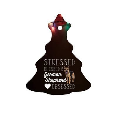 Stressed blessed and German shepherd obsessed crazy Ceramic Tree Ornament