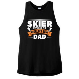 Skier But Also The World's Best Dad Ski Skiing Great Gift Ladies PosiCharge Tri-Blend Wicking Tank